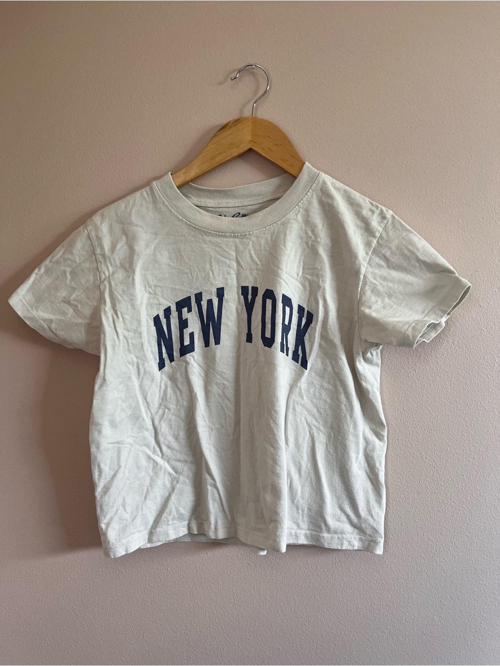 Brandy Melville White Tee with Navy "New York" Graphic